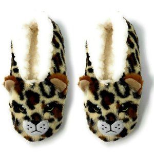 Cheetah Bang | Women's Funny House Sherpa Animal Slippers